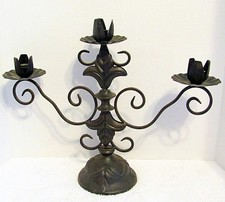 Wrought Iron Gothic Candelbra 3 Arm Black Iron Candle Holder 18 by 14