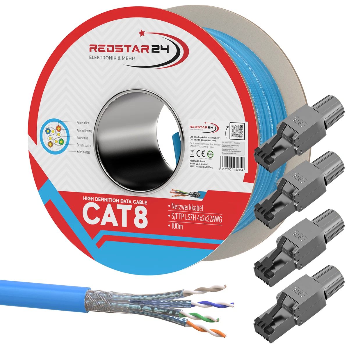 Soibke Cable Ethernet 50m, Cat 7 Câble RJ45 Blindé Haute Vitesse 10Gbit