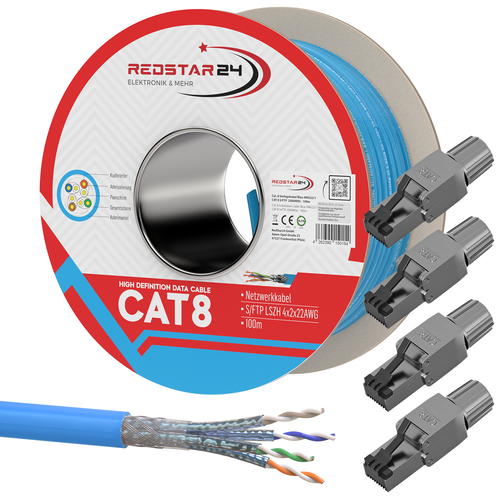 Cat 8 Verlegekabel Netzwerkkabel CAT 8.1 Kabel Ethernet LAN Cat8 RJ45 Stecker - Afbeelding 24 van 31