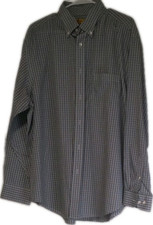 Roundtree Yorke Gold Label Dress Shirt Gray White Check XL Cotton Non-Iron