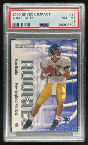 2000 Skybox Impact Tom Brady Rookie RC #27 Patriots PSA 8
