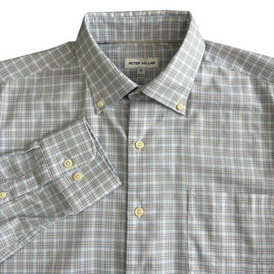 Peter Millar Crown Lite Sport Shirt Mens M Blue Button Down Stretch NEW $165