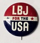 1964 LBJ Lyndon B Johnson 1" Litho Political Campaign Pinback Button ORIGINAL