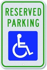 Handicap Parking Sign - 18 x 12 Inch Aluminum 12x18 inches, Reflective-Blue 