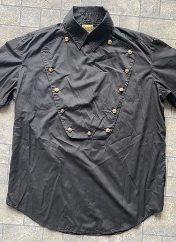 Vintage Horseflys Old West Clothing Black Button Shirt Large Mens Missing Button - Bild 2 von 17