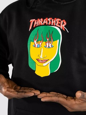 Thrasher Skate Magazine Black Pullover Hoodie Men's Size M New With Tags