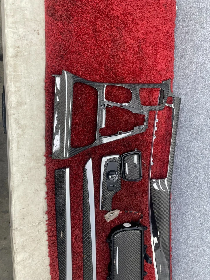 BMW 2011-2016 F10 Carbon Fiber Dash Door Console Interior Trim Molding Set OEM - Image 4 of 4