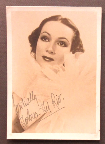 40's DOLORES DEL RIO actress autographed 7x5 b&w publicity doubleweight photo wb