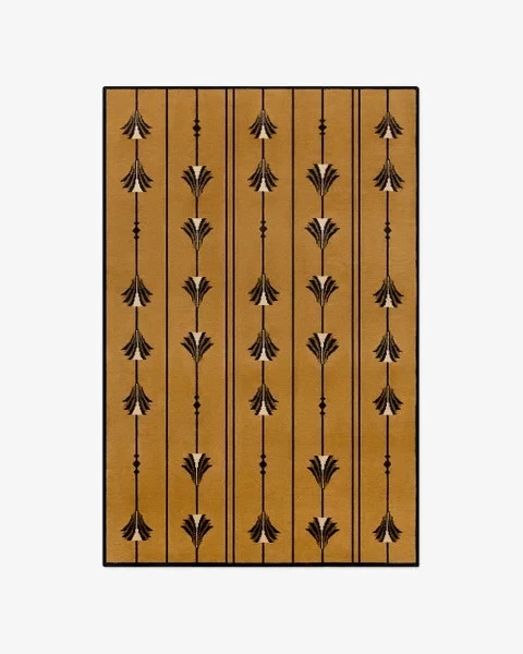 Nordic Knots Grand Climbing Vine Rug Camel-Rey Wool Hand-Tufted Plush Area Rug