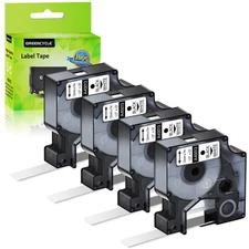 Greencycle 4PK Black on White DYMO D1 45013 S0720530 Labelmanager 160 Label Tape