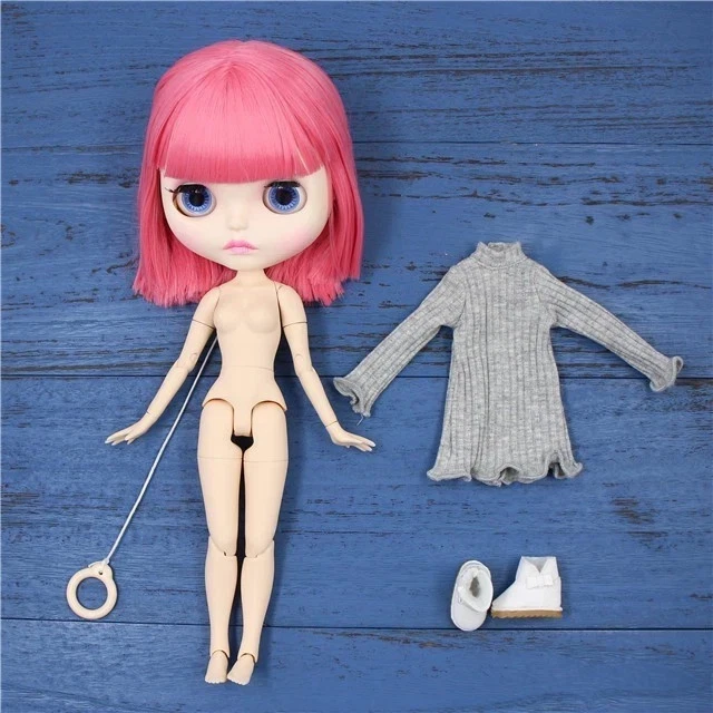 Muñeca NEO Blythe Pelo Rosa Corto Cara Mate Piel Blanca Cuerpo Articulado 12" Juguete ÚNICO Foto 3 de 4