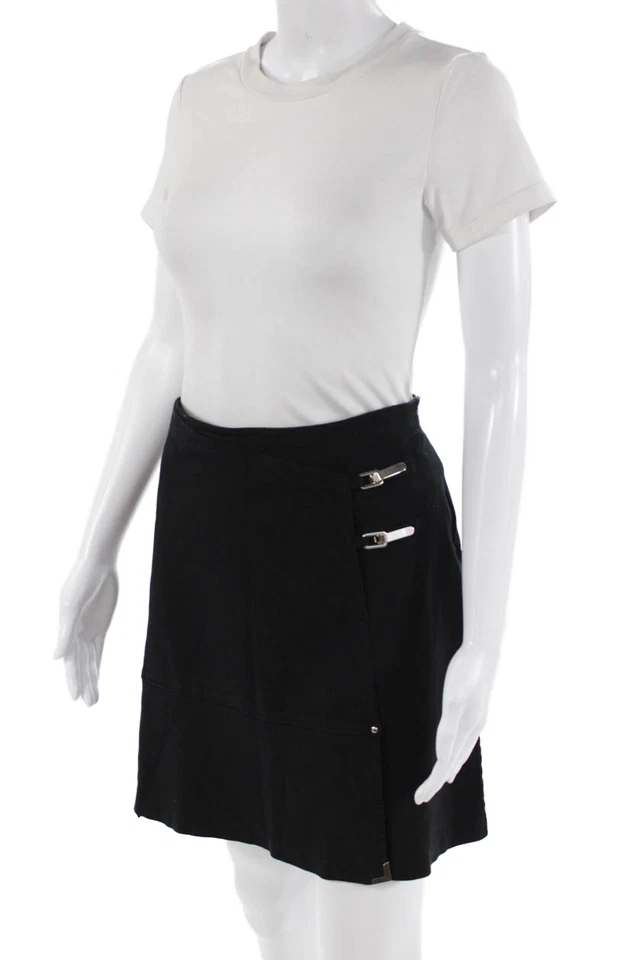 Saia curta Jamie Sadock feminina com zíper lateral comprimento do joelho preta tamanho 14 - Imagem 2 de 4