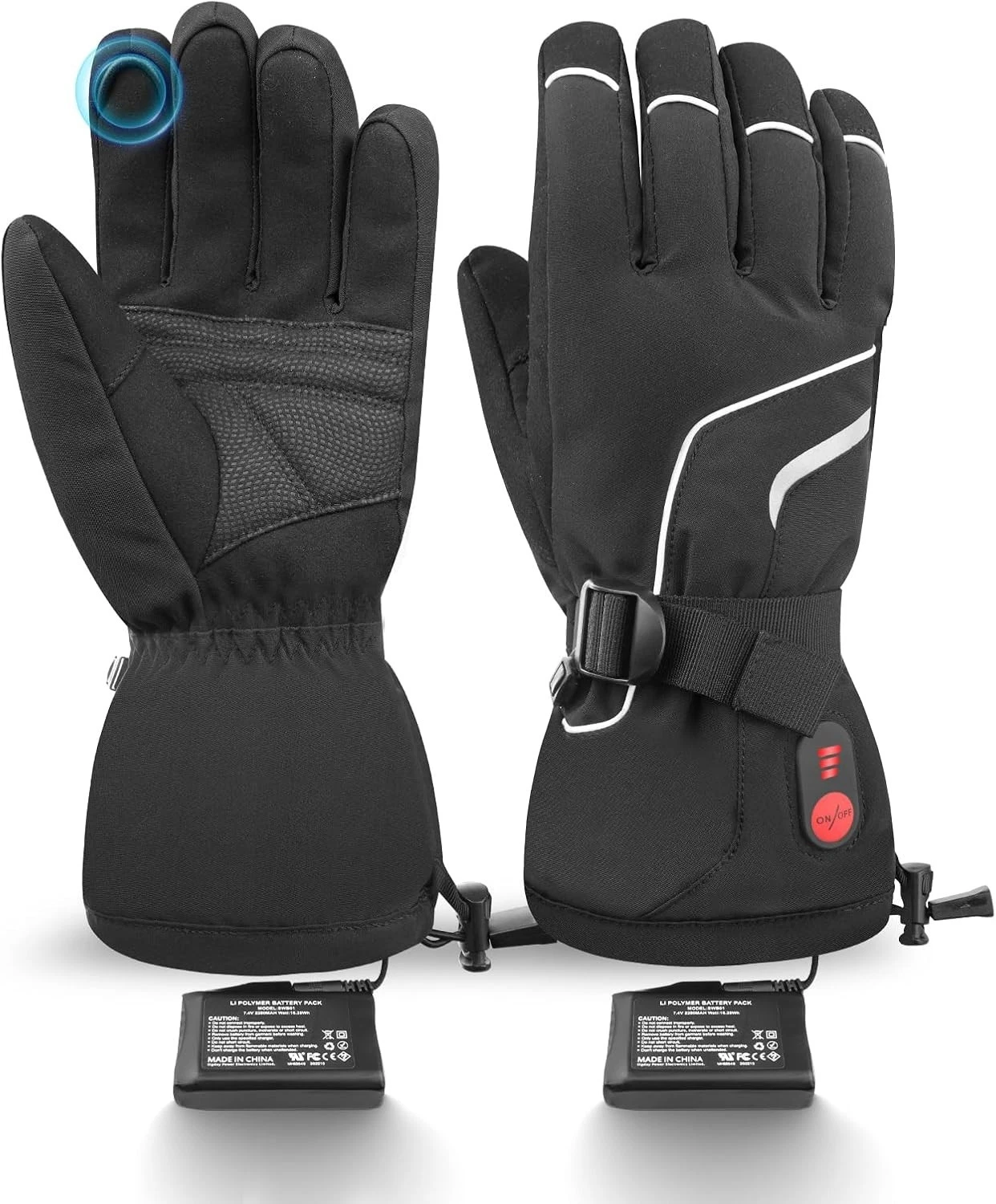 Heated Gloves 3 Heat Settings Waterproof Touchscreen Ski Gloves - Medium