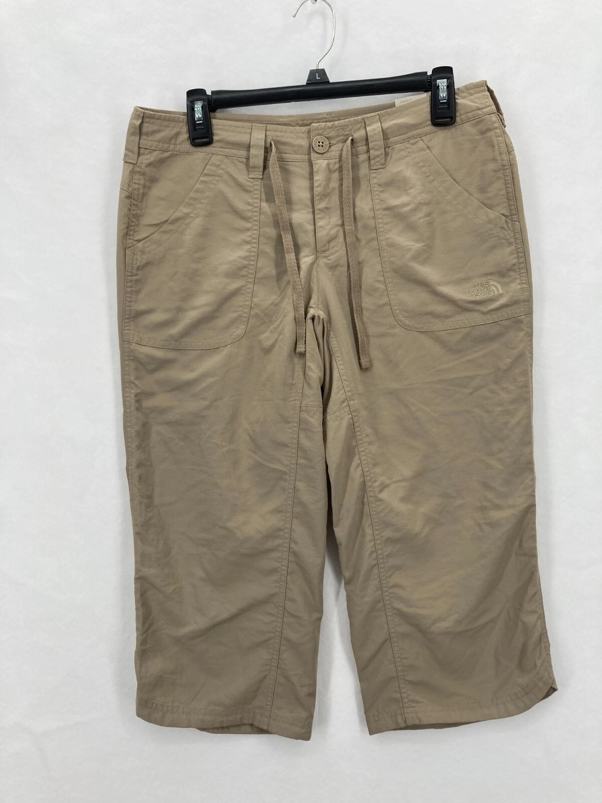 The North Face Capri Pants Women's 6 Beige Nylon Relaxed Fit Drawstring Hiking
