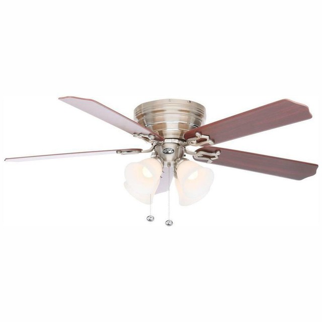 Led Indoor Brushed Nickel Ceiling Fan With Light Kit Hampton