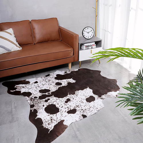 4.6Ft X 5.2Ft Cow Print Rug Faux Cowhide Printed Area Rug Carpet for Home Decor - 第 2/5 張圖片