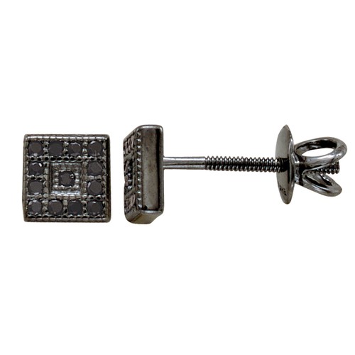 925 Sterling Silver Flat Square Micro Pave CZ Frosted Stud Earrings Screw back - Picture 9 of 9