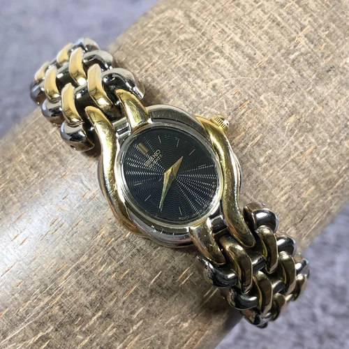 Vtg Seiko Women 4N00-F089 Fashion Oval Two Tone Braided Band Quartz Watch 6"