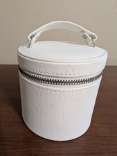 Pandora Tall Zippered White Travel Case Jewelry Box w/3 Removable Trays