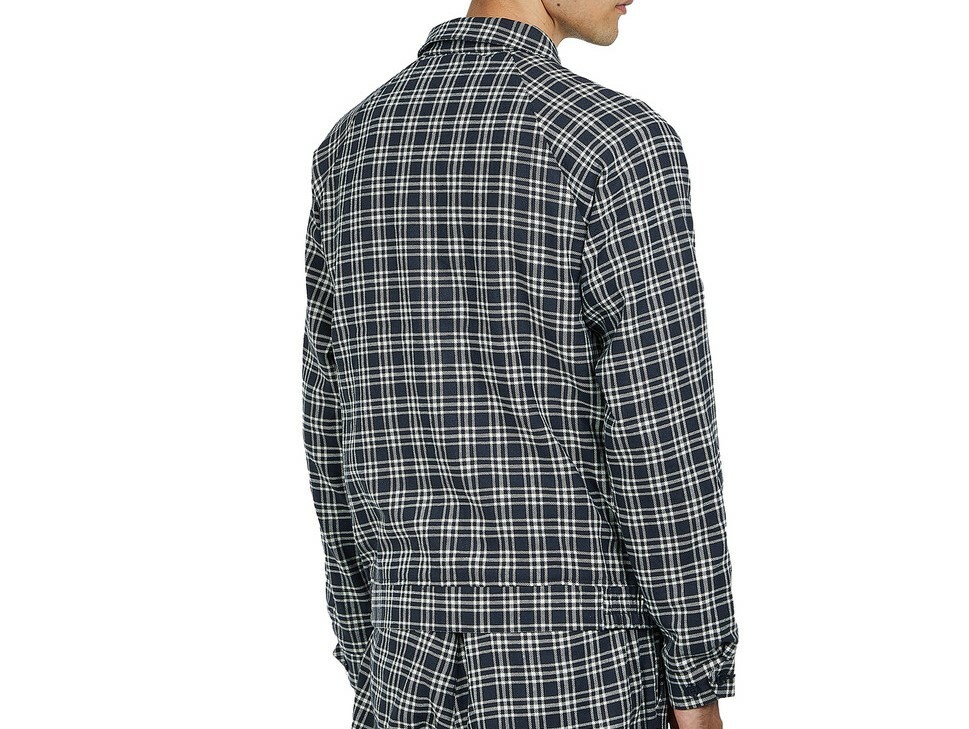 STUSSY Men's PLAID LINEN BRYAN Jacket - Navy - Small - NWT STUSSY Men's PLAID LINEN BRYAN Jacket - Navy - Small - NWT