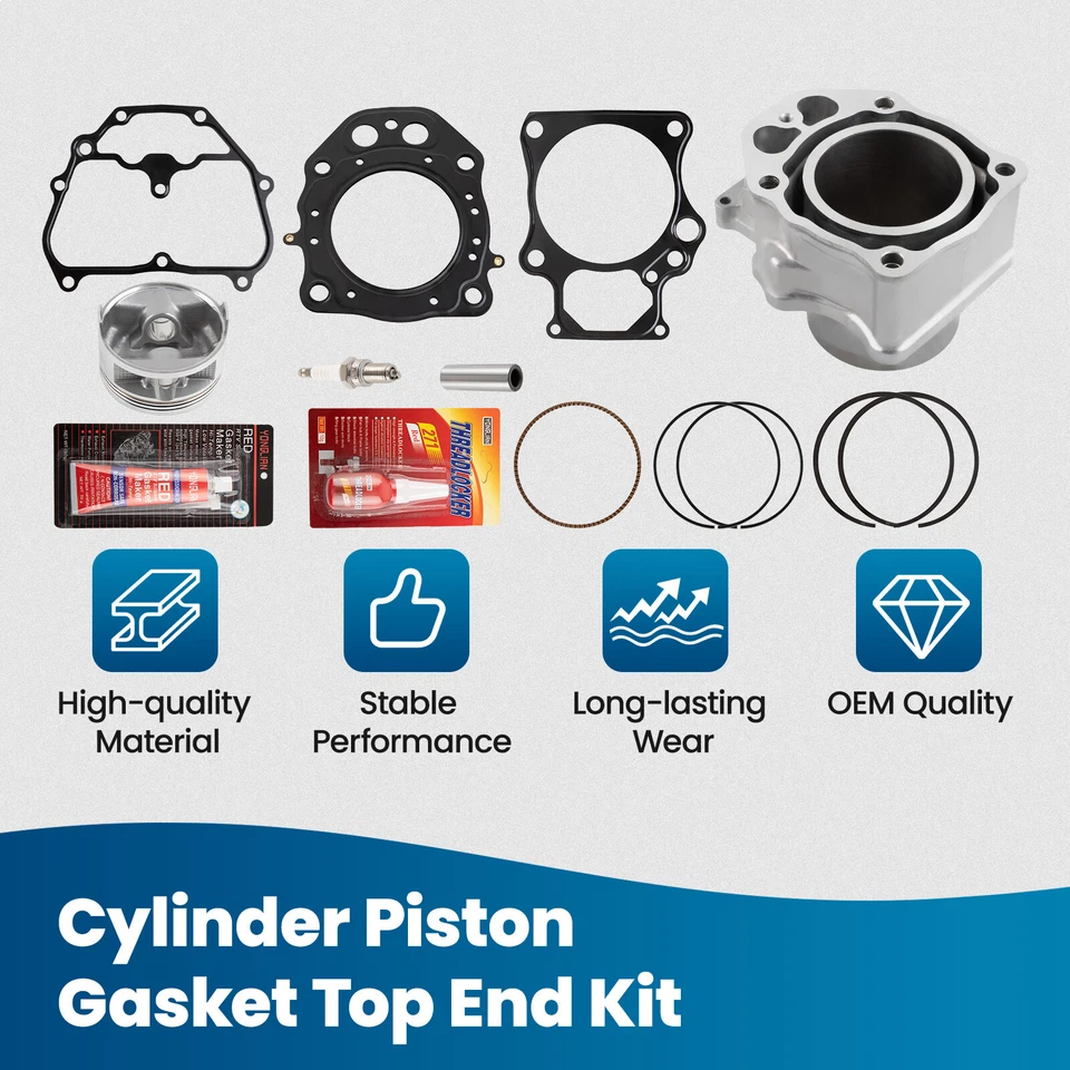 Cylinder Piston Gasket Top End Rebuild Kit Set for Honda Rancher TRX420 07-18 - Image 3 of 4