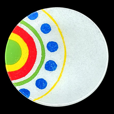 Macy's The Cellar Bright Pop Culture Glass 6.25'' *4pc Appetizer Plates NIB 2004