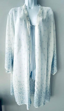 Oscar De La Renta Pink Label Night Gown Robe Blue Transparent Long Sleeve M/L