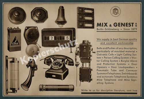 orig Reklame Mix & Genest Telefon W 48 Elektrotechnik Berlin Reichspost DRP 1933 - Afbeelding 1 van 1