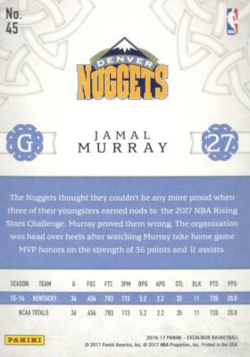Jamal Murray Excalibur Rookie Rc Card # 45 Denver Nuggets | eBay