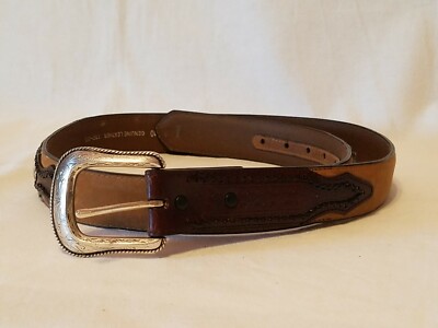 Handcrafted Leather Belt with Silver Accents Silver Plated Buckle Set on Handcrafted Leather Belt  main image 4