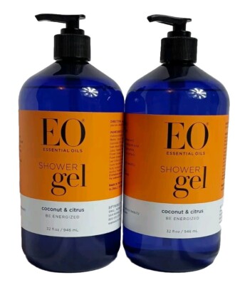 2X EO Essential Oils Shower Gel Coconut & Citrus Body Wash 32 Oz. Each 