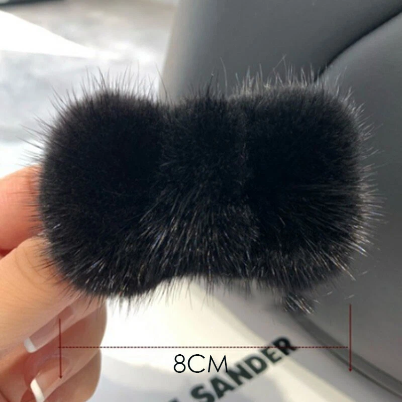 Horquilla de piel de visón real moño horquilla clip lateral tocado de piel accesorios para el cabello regalo Foto 4 de 4