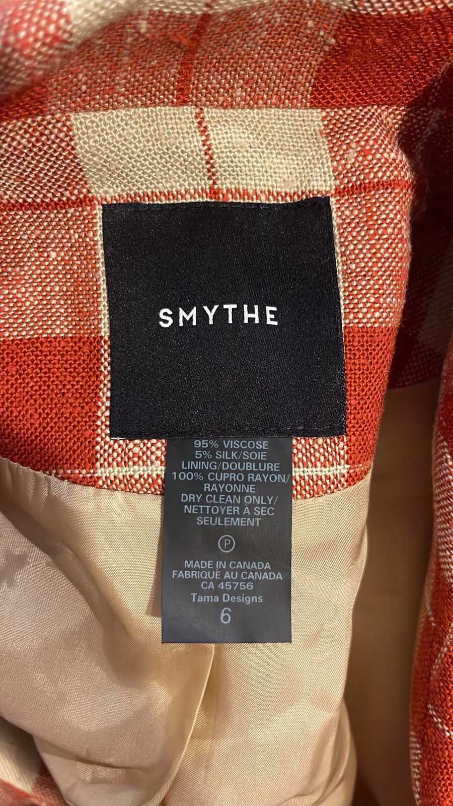 Women’s SMYTHE patch pocket Birkin blazer in Rust Spring plaid Size 6 NWT image 5