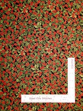Christmas Holly Gold Fabric By The Yard Cotton Timeless Treasures CM5967