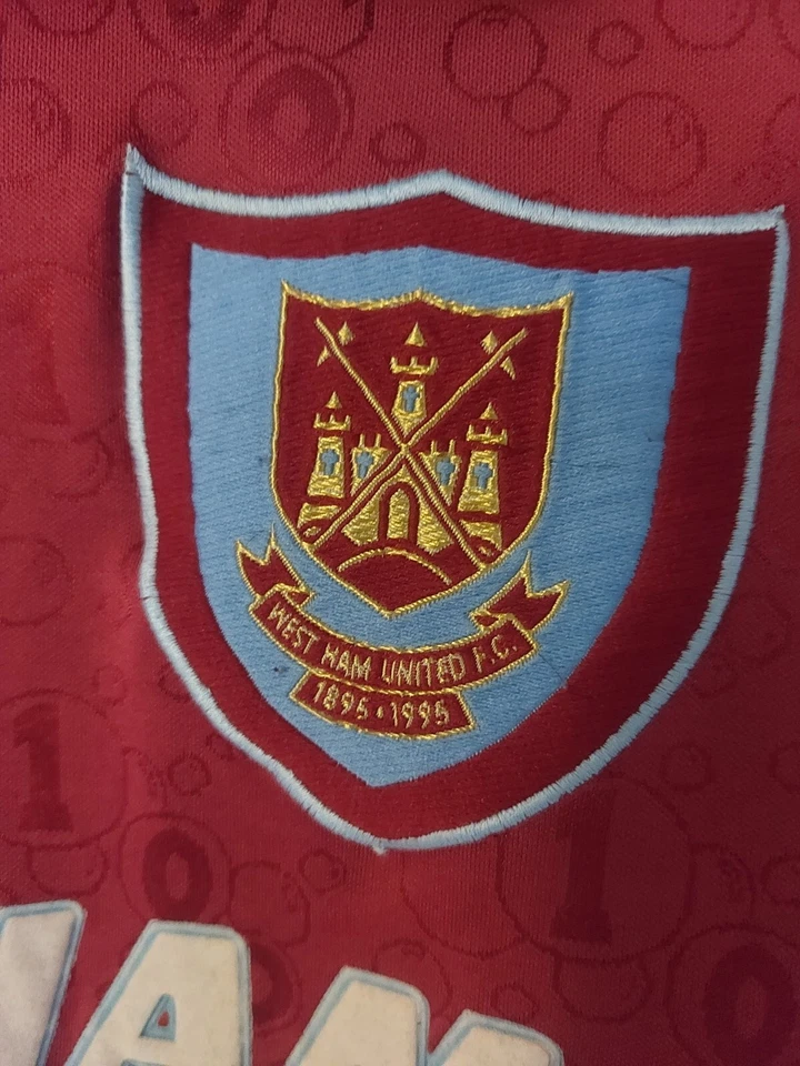 Pony West Ham United 1995/96 Men's Size XL Home Centenary Football Soccer Kit - Image 3 of 4