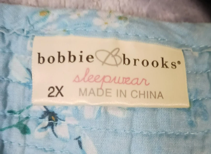 Bobbie Brooks Ropa de Dormir Camisón Mujer 2X Perla Bolsillos a Presión Azul Floral Midi Foto 4 de 4