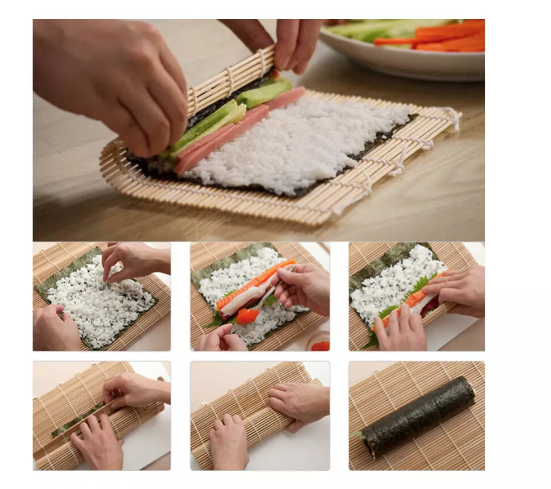 Bamboo Sushi Mat Rice Maki Roller Rolling Maker Tool Supply for Kitchen Home