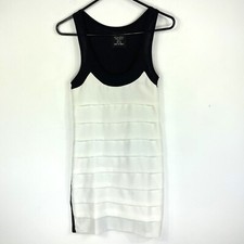 Zara Basic Dress Size Small Tiered Sleeveless Shift Dress White Black
