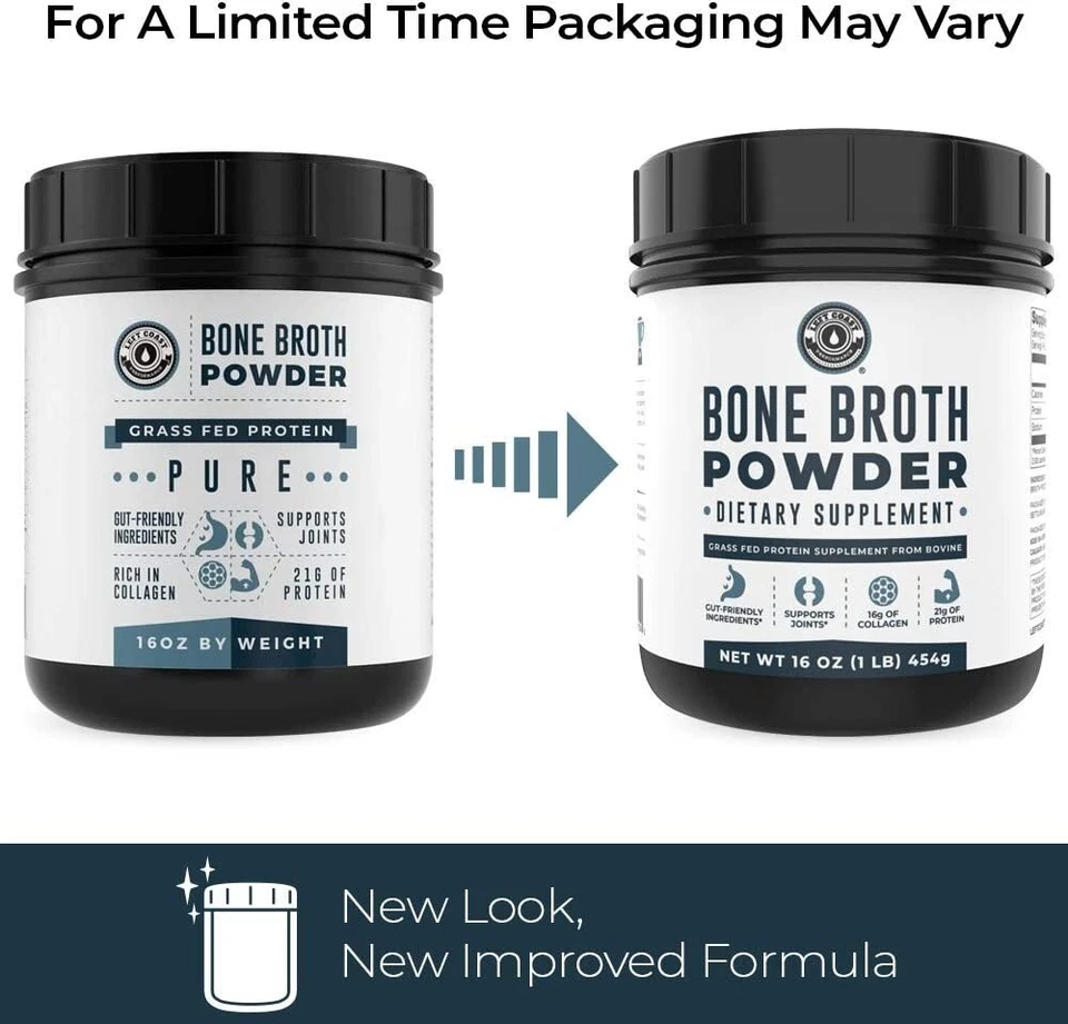 Caldo de hueso Left Coast en polvo, 1 lb de proteína en polvo no transgénica alimentada con pasto, sin sabor Foto 4 de 4