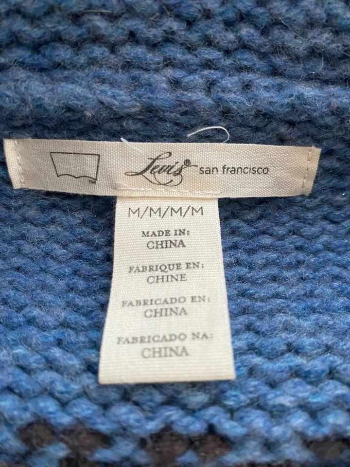 Cárdigan Suéter Lana Cremallera Suroeste Águila Azul Levis Western Big Lebowski De Colección M Foto 3 de 4