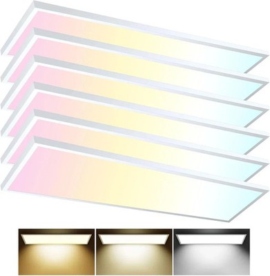 6PACK 1x4 LED Flat Panel Light Surface Mount LED Ceiling Light, 5500LM 50WTRIAC