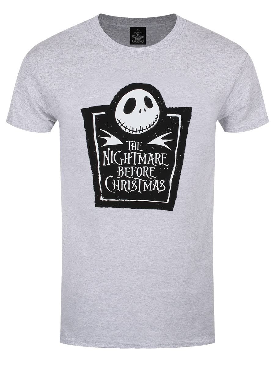 Nightmare Before Christmas Unisex Adult Logo T-Shirt S Grey
