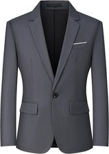 Men's Slim Fit Lightweight Blazer One Button Casual Sport Coat Business Travel