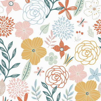 Floral Peel and Stick Wallpaper 17.71 ×118 Boho Floral Wallpaper Pink Floral Con