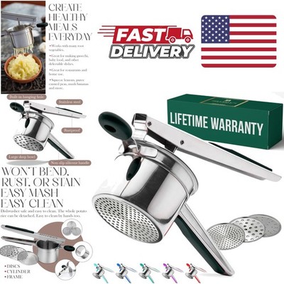 Professional Grade Potato Ricer with Three Discs Stainless Steel for Kitchen Use