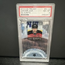 2014-15 Upper Deck Trilogy Jaromir Jagr #IS-JJ Devils Autograph PSA 8