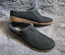 Earth Origins Clog Women  s 11M Black Aurora Johanna Janae Fleece Lined Mule Shoe