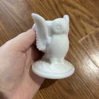 Vintage Westmoreland Opalescent White Milk Glass Owl Toothpick Holder 2.25”