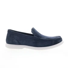 Rockport Jensen Mens Blue Wide Leather Loafers & Slip Ons Casual Shoes