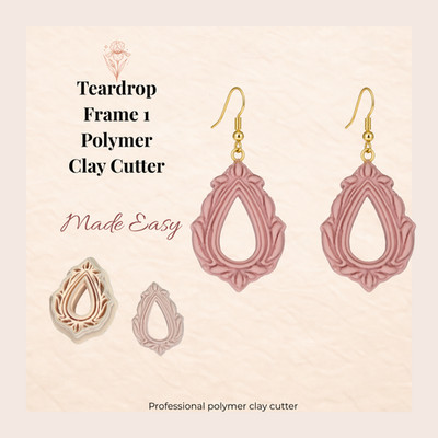 Teardrop Frame 1 Polymer Clay Cutter 3D Printed | Ohrring Tool | 30-50mm | UK